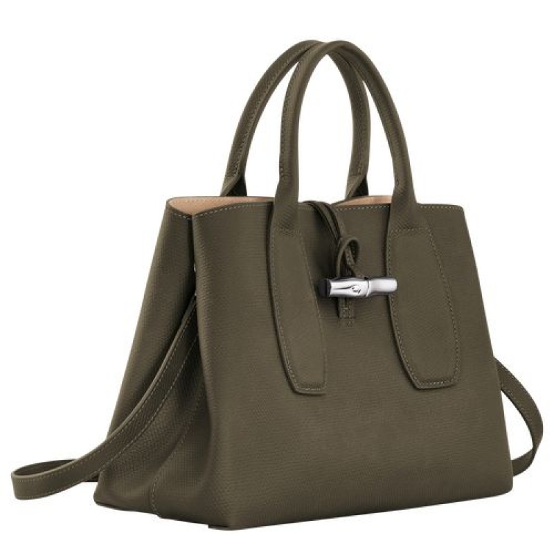 Longchamp Roseau Top handle bag M Khaki | PFJ-534217