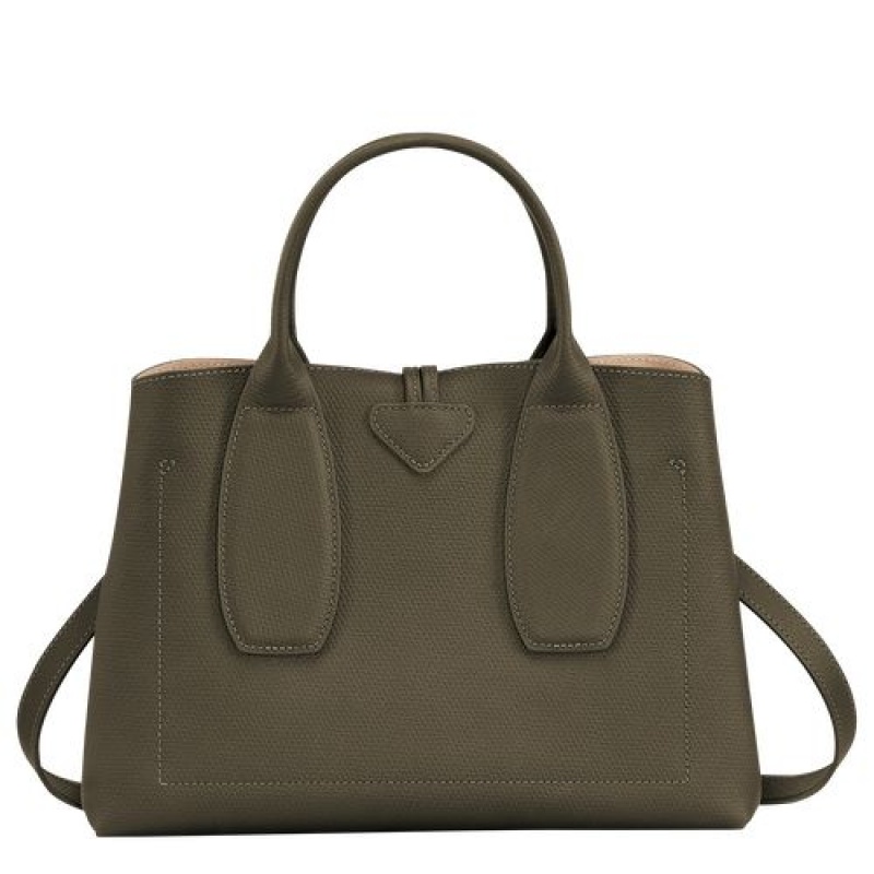 Longchamp Roseau Top handle bag M Khaki | PFJ-534217