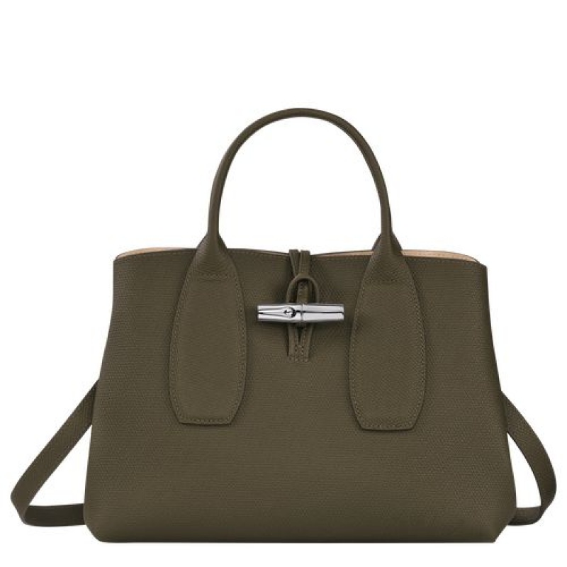 Longchamp Roseau Top handle bag M Khaki | PFJ-534217