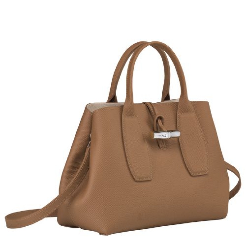 Longchamp Roseau Top handle bag M Natural | KUL-680241