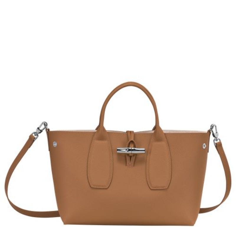 Longchamp Roseau Top handle bag M Natural | KUL-680241