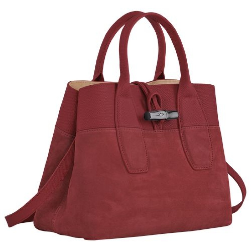 Longchamp Roseau Top handle bag M Red | UKN-531948