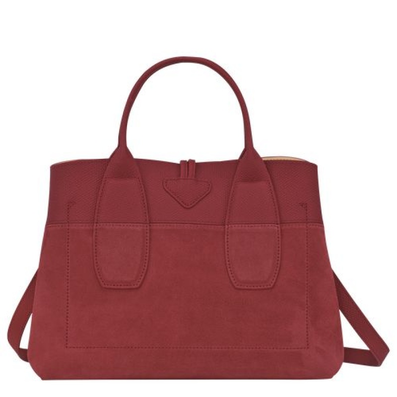 Longchamp Roseau Top handle bag M Red | UKN-531948