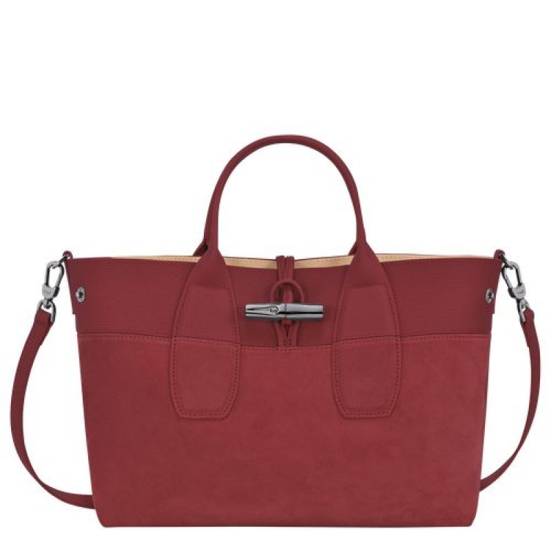 Longchamp Roseau Top handle bag M Red | UKN-531948