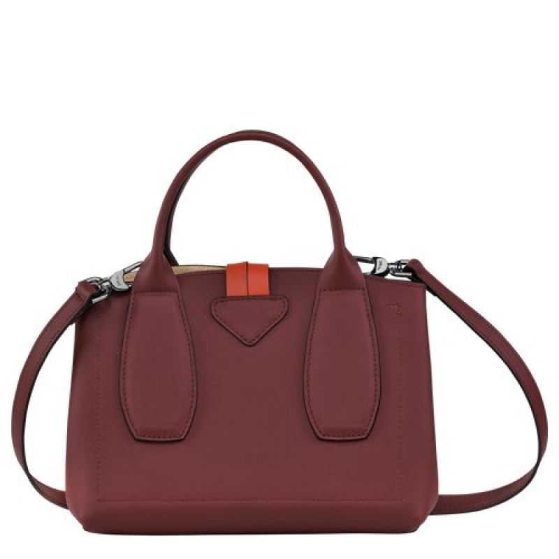 Longchamp Roseau Top handle bag S Burgundy/Orange | DFQ-824910