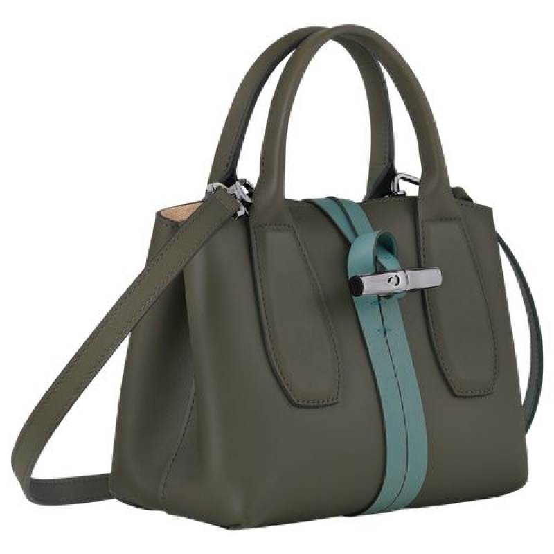 Longchamp Roseau Top handle bag S Khaki/Cypress | MQV-183094